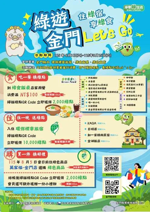 【2026最新】金門環保局大放送!吃住買皆享「綠點」回饋懶人包