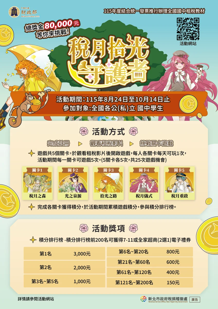 國中生專屬!「稅月拾光守護者」網頁遊戲開跑 玩出高分拿超商禮券