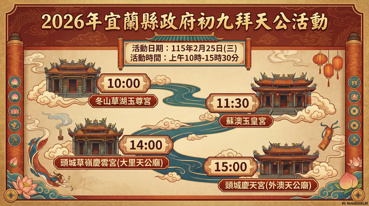 宜蘭「初九拜天公」祈福路線公開!縣府帶你走訪4大宮廟求好運