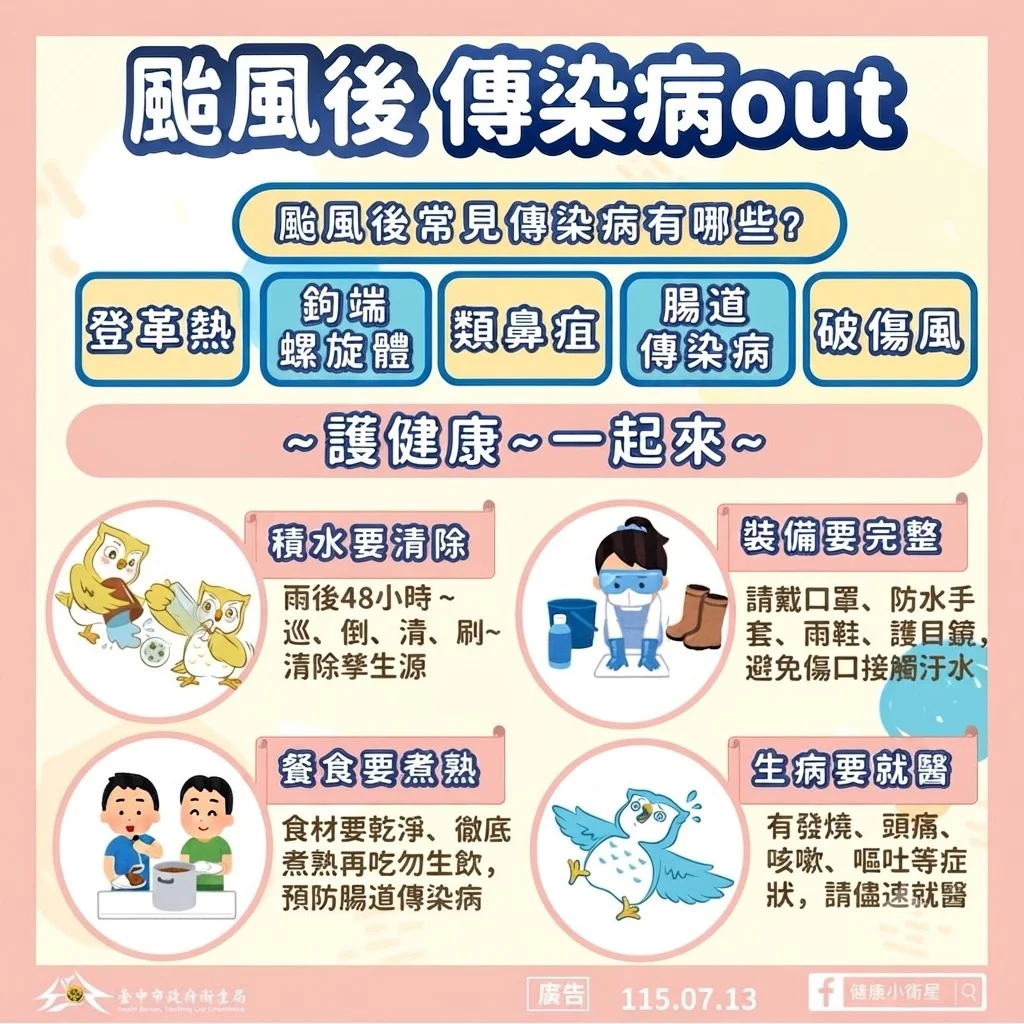 巴威颱風後當心！台中爆今年首例類鼻疽 衛生局急籲「打掃這裝備不可少」