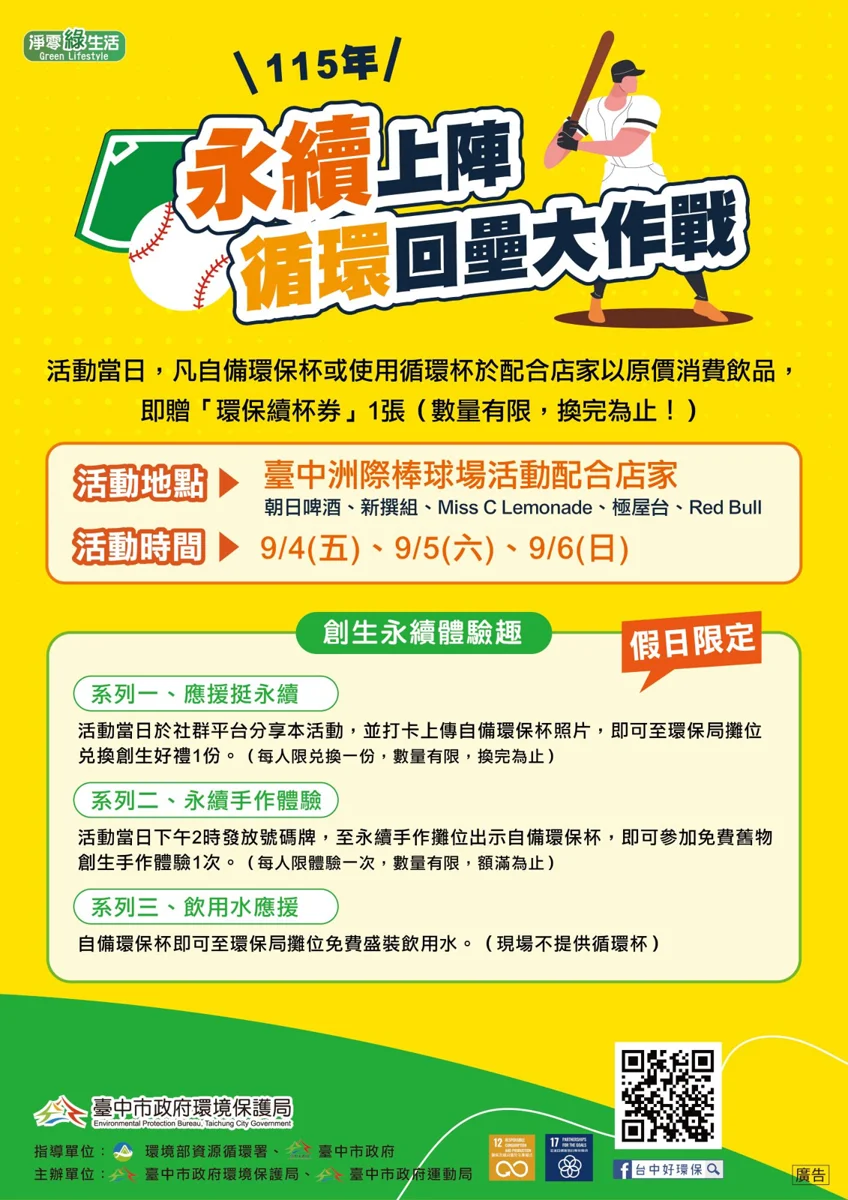 [內有優惠] 球迷必看！台中洲際棒球場9/4起推環保杯折50元，舊球DIY體驗大公開