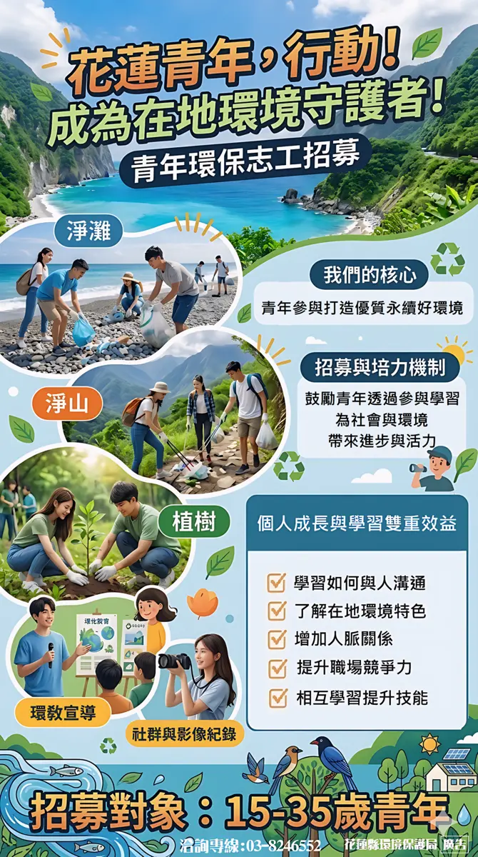 花蓮急召熱血青年!2026國際志工年招募環保新血 用數位專長守護山海