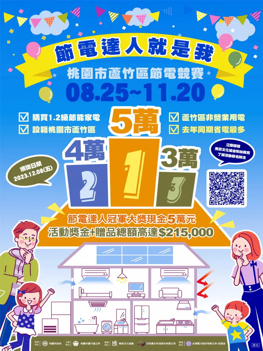 「桃園蘆竹節電賽」等您參加!獎金5萬、換新家電就靠你了!