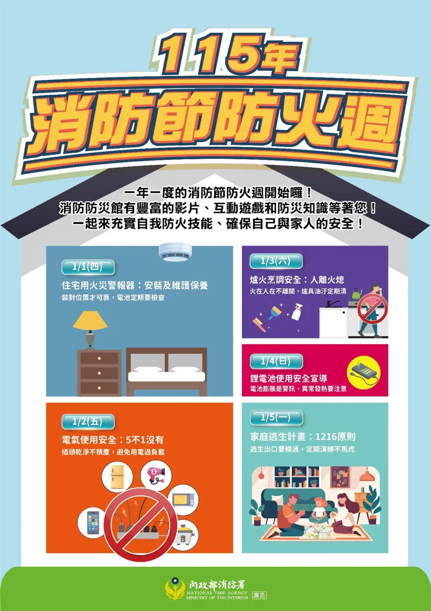 金門消防防火週2026元旦開跑!5大主題「一日一重點」 全民打造安心家園