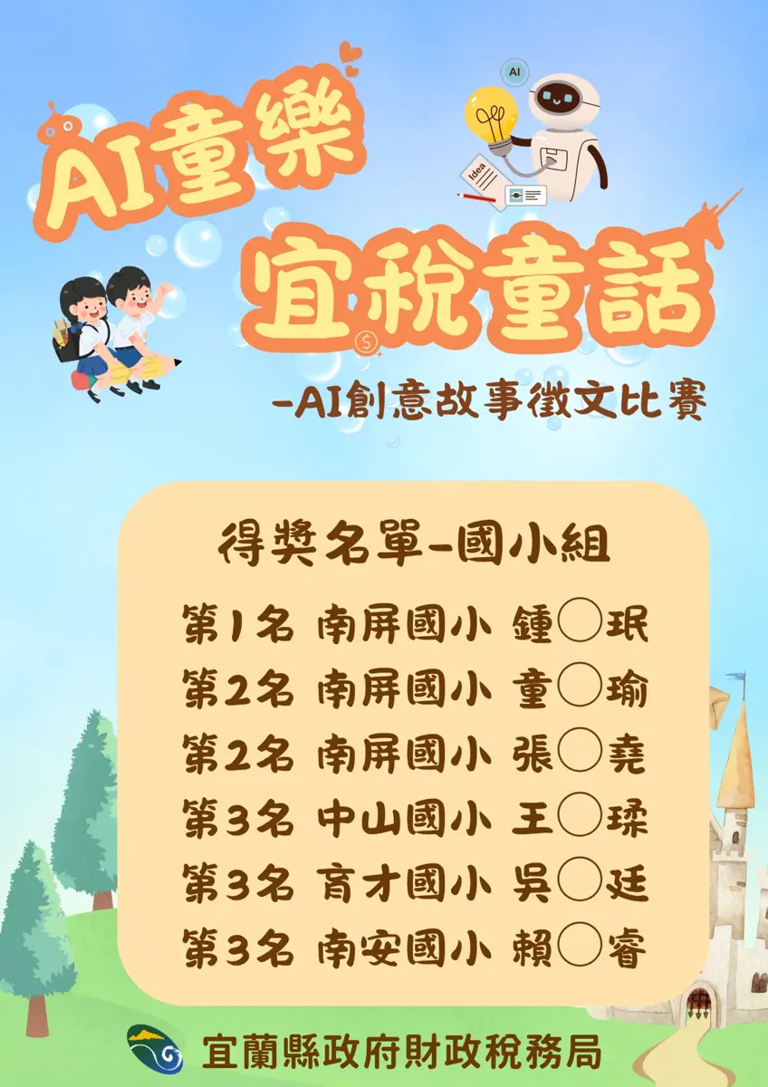 宜蘭學子創意爆發!用AI寫童話學稅務,5000元禮券得主出爐