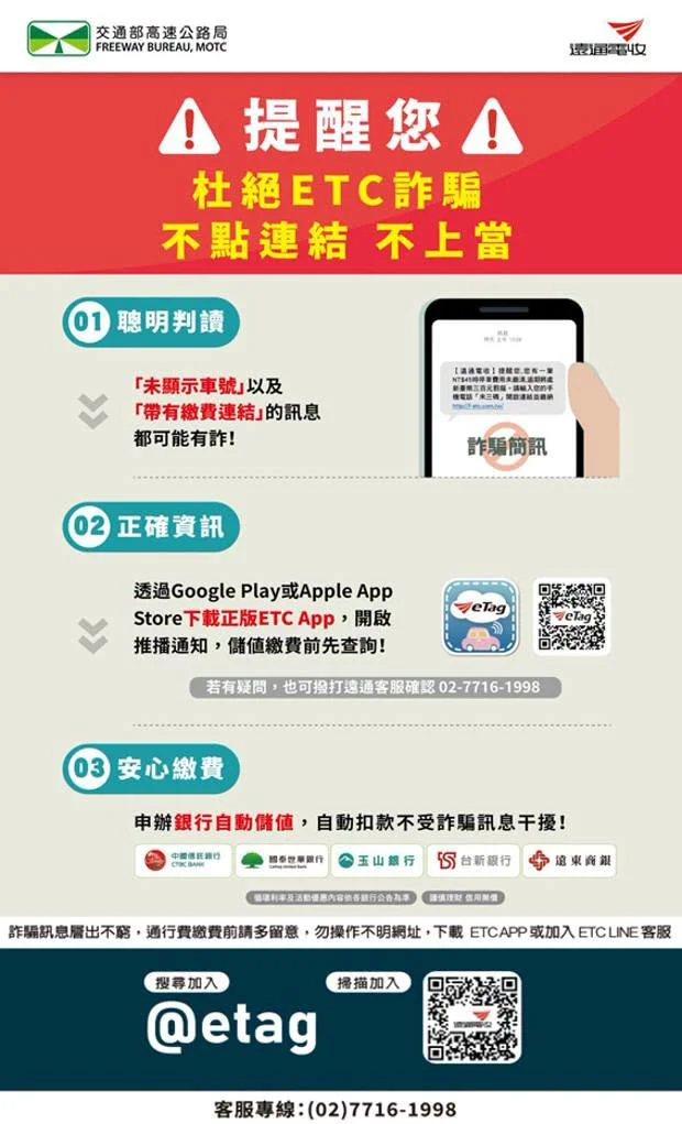 【防詐提醒】收到ETC催繳簡訊千萬別點!交通隊教你3招守護荷包