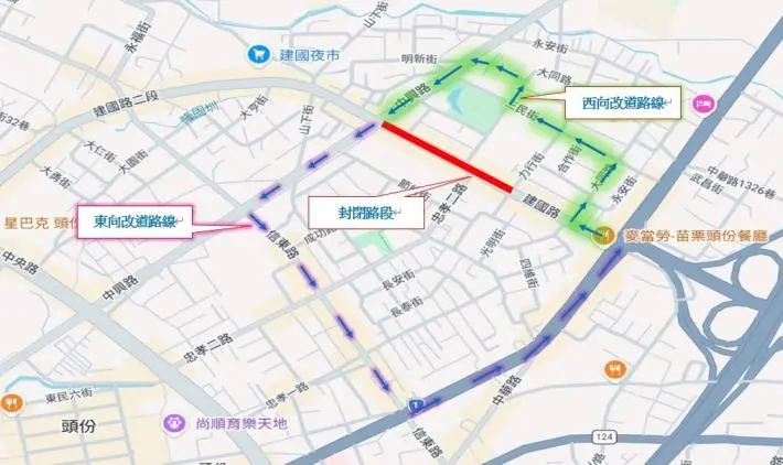 頭份駕駛注意！建國國小通學步道施工 這3天建國路部分路段封閉