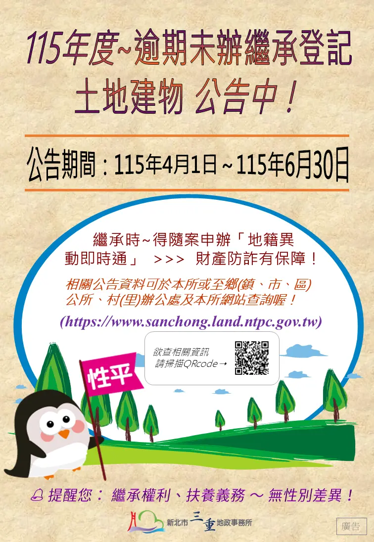 三重蘆洲28億土地無人繼承!地所急尋繼承人,逾期未辦恐遭拍賣充公