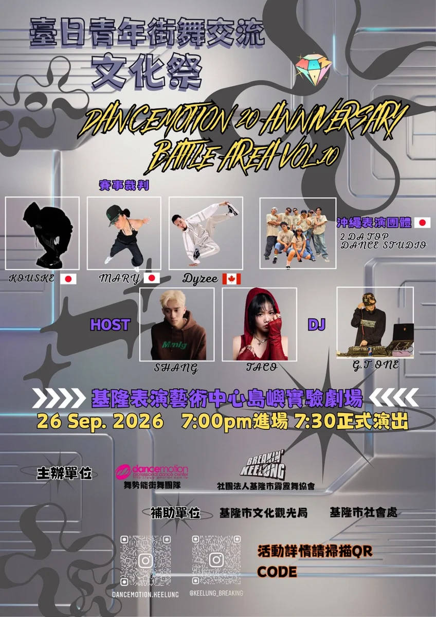 台日青年街舞交流文化祭9月登陸基隆!跨國舞者島嶼實驗劇場熱血開飆