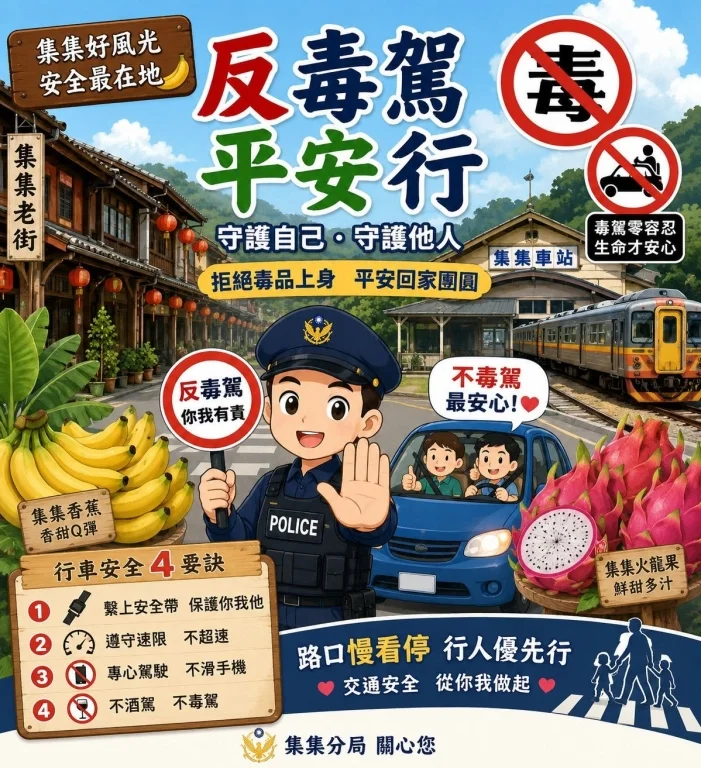 來集集小鎮慢遊!集集分局強推「反毒駕」守護民眾回家的路