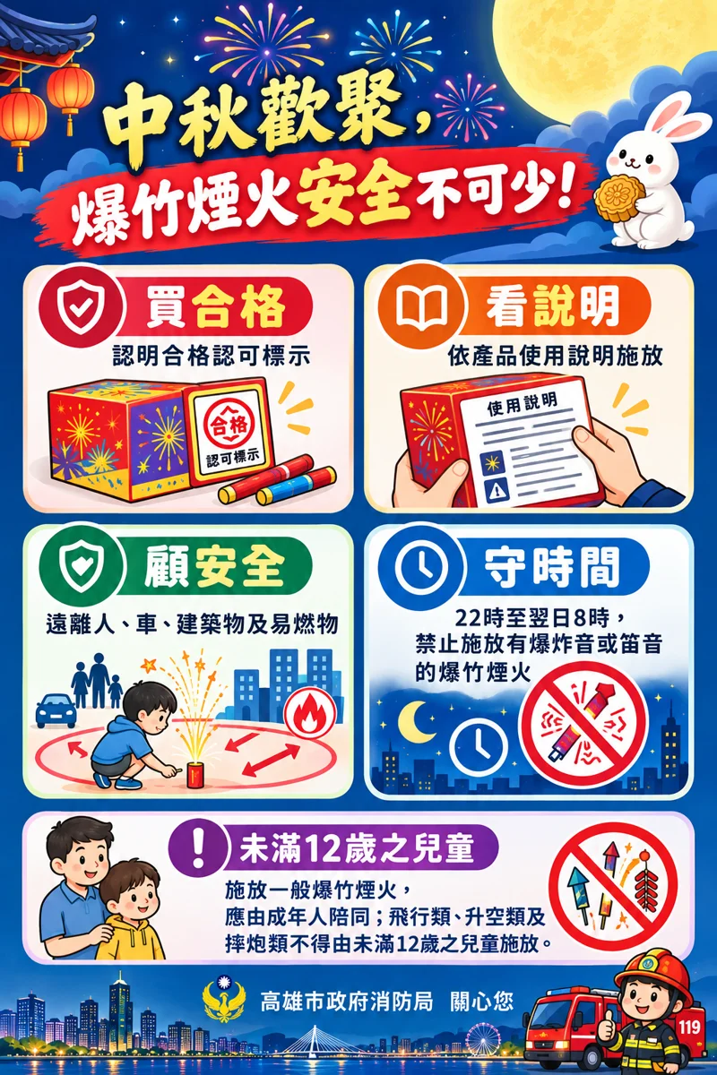 高雄中秋放煙火注意!僅限「這天」免申請 違規最高開罰15萬