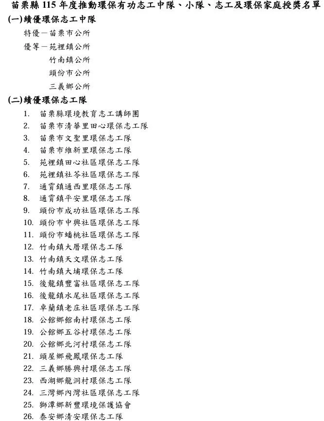 圖片來源:苗栗縣政府