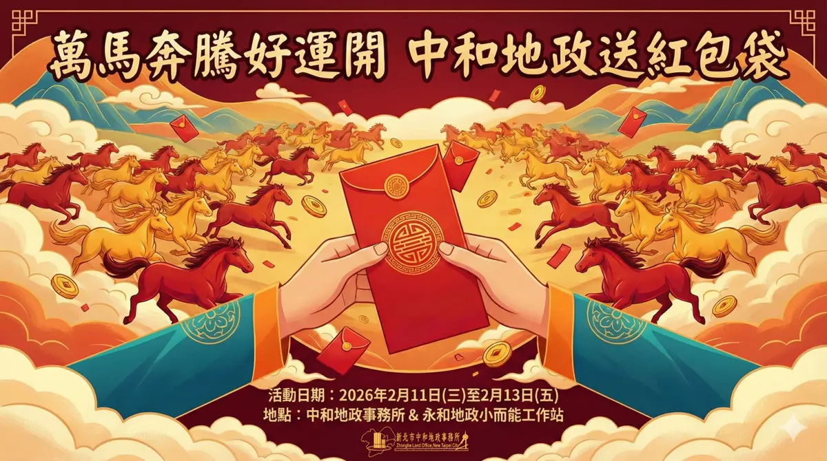 中和地政迎新年!限時3天「按讚送紅包袋」 錯過再等一年