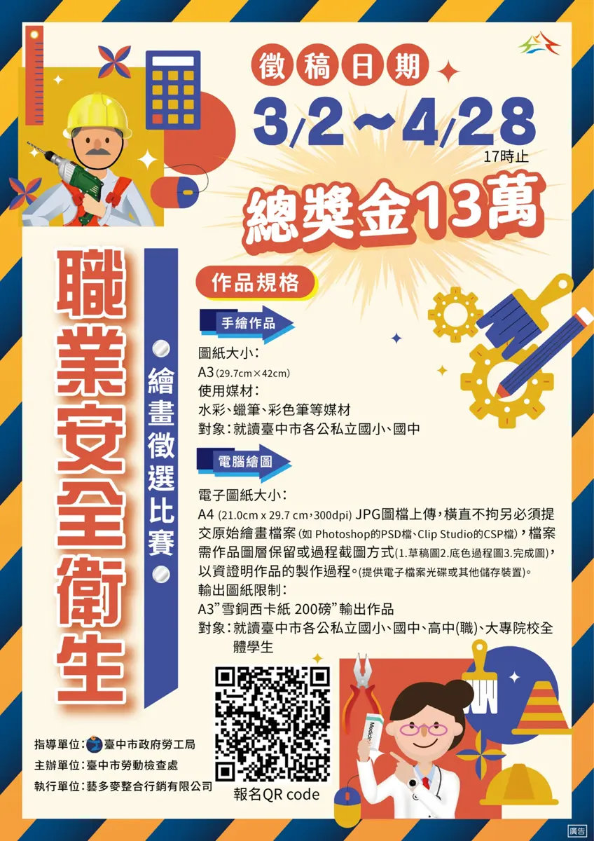 畫出工安魂!台中職安繪畫賽開跑,總獎金13萬等你拿