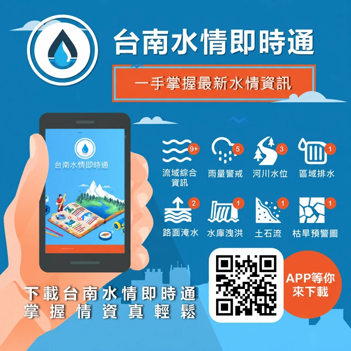 下載「臺南水情即時通」抽防災避難包！11/10前完成報名限量30名[內有好禮]