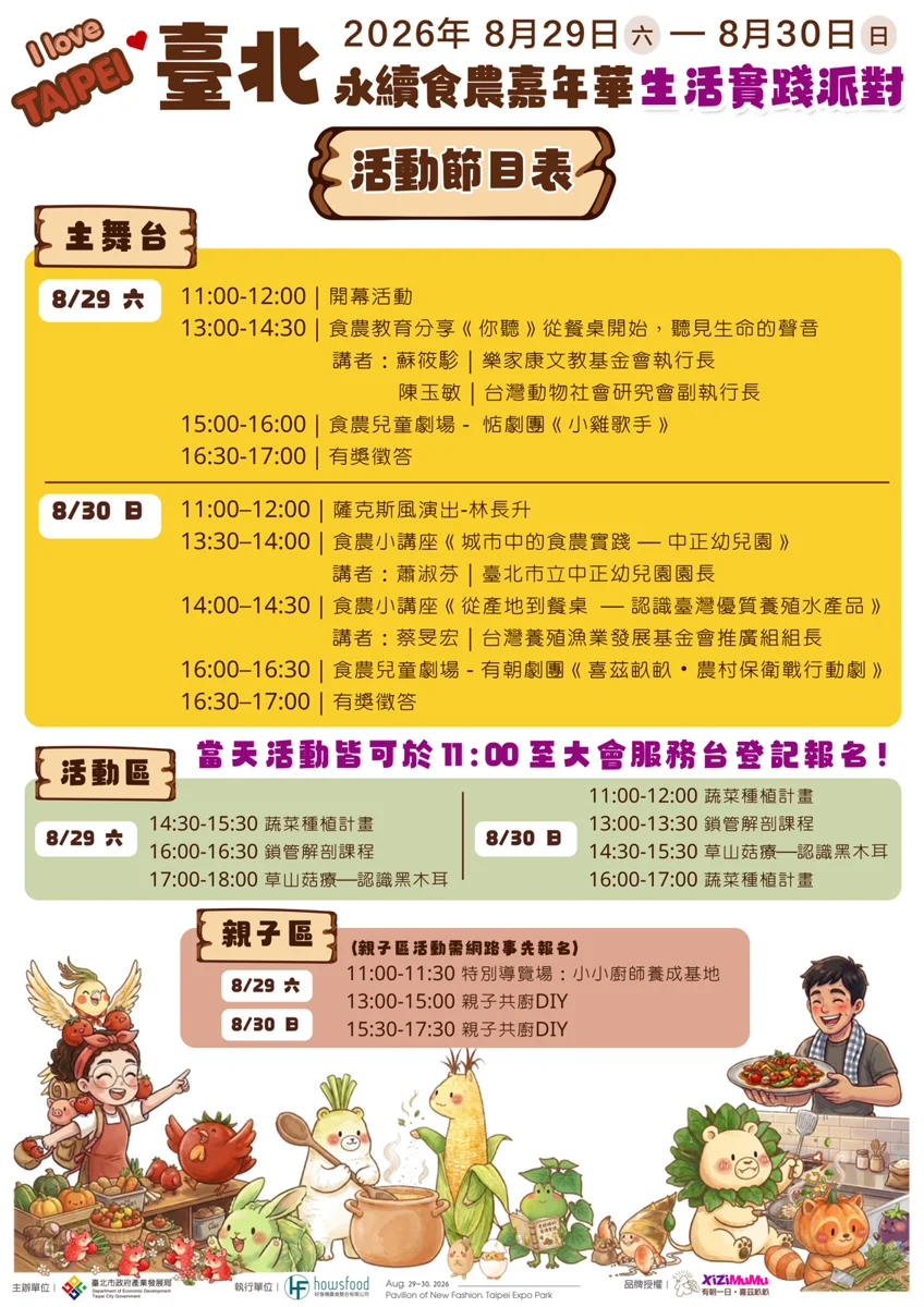 2026臺北食農嘉年華週末登場!花博百攤市集免費玩,親子必逛攻略大公開