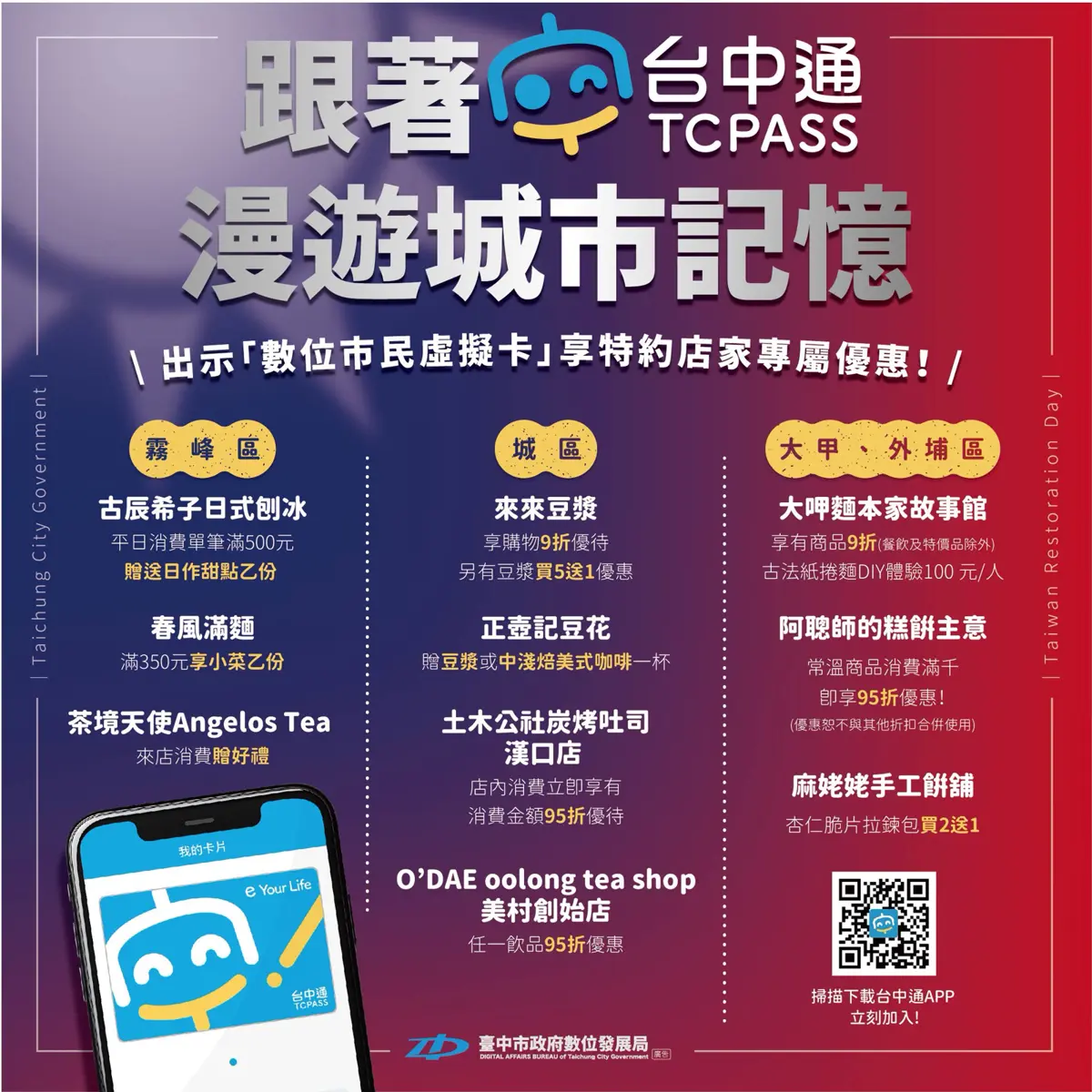 2025光復連假遊台中!打開「台中通」App,精選老街美食店家享獨家優惠