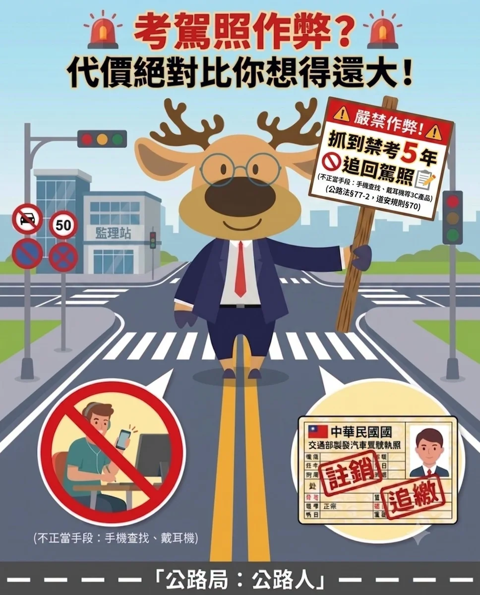 駕照考試作弊代價大!最重禁考5年,已領照也會被註銷