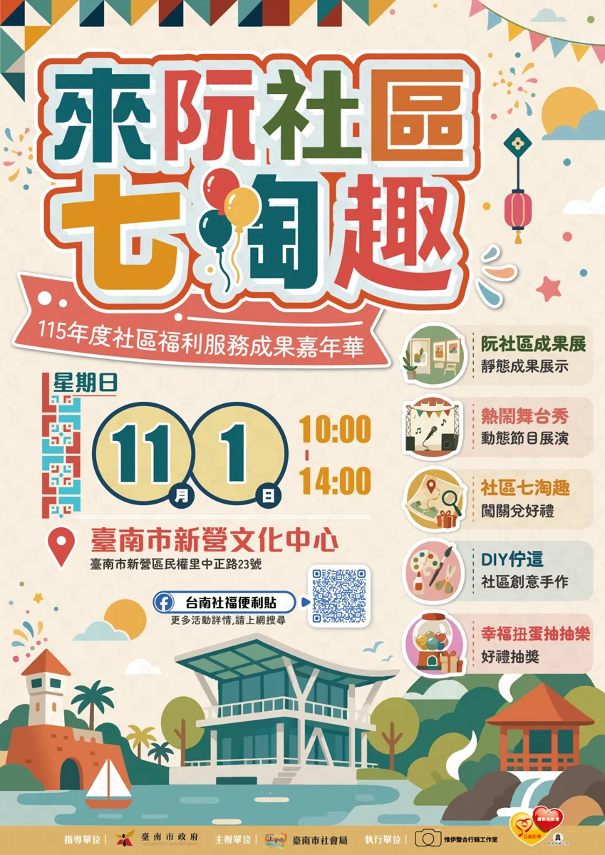 [週末必遊] 台南社區嘉年華11/1新營登場！特色美食、闖關抽大獎一次滿足