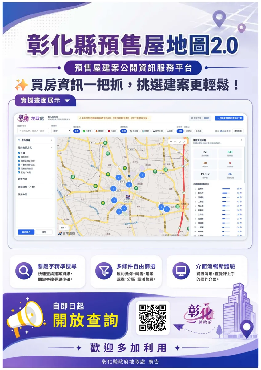 買房族必看！彰化縣「預售屋地圖 2.0」全面升級，一秒精準查建案