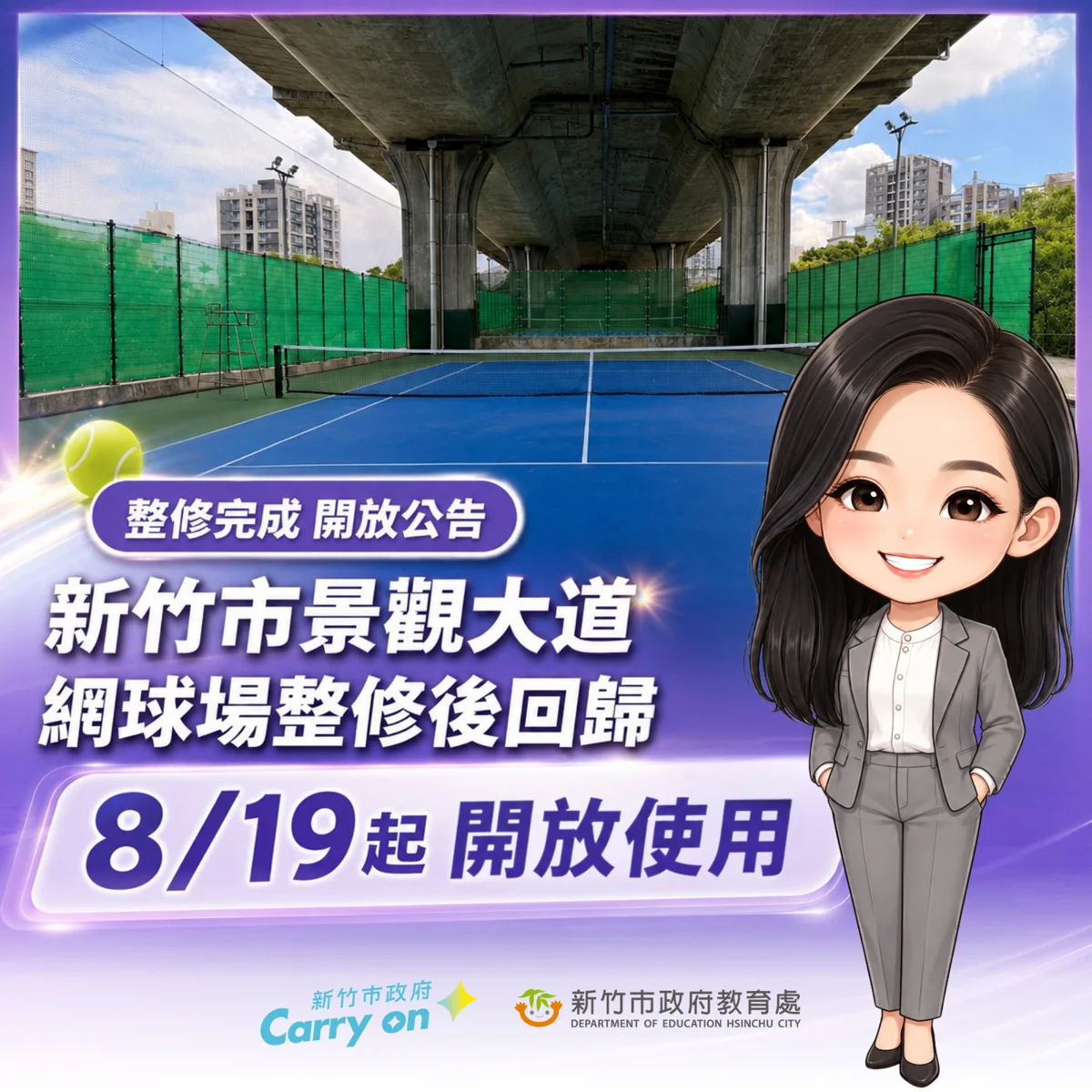 斥資近3000萬!竹市景觀大道網球場嶄新啟用 打造無障礙安全運動空間