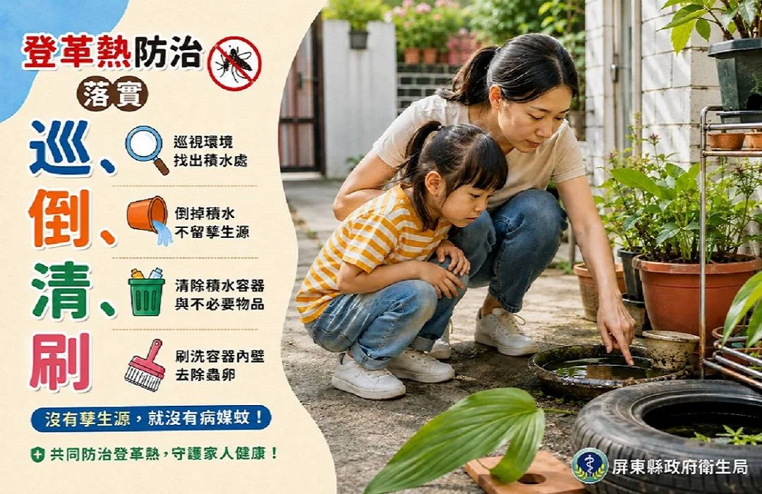 暑假出國旅遊當心登革熱!屏東縣府籲落實「巡倒清刷」防蚊大作戰