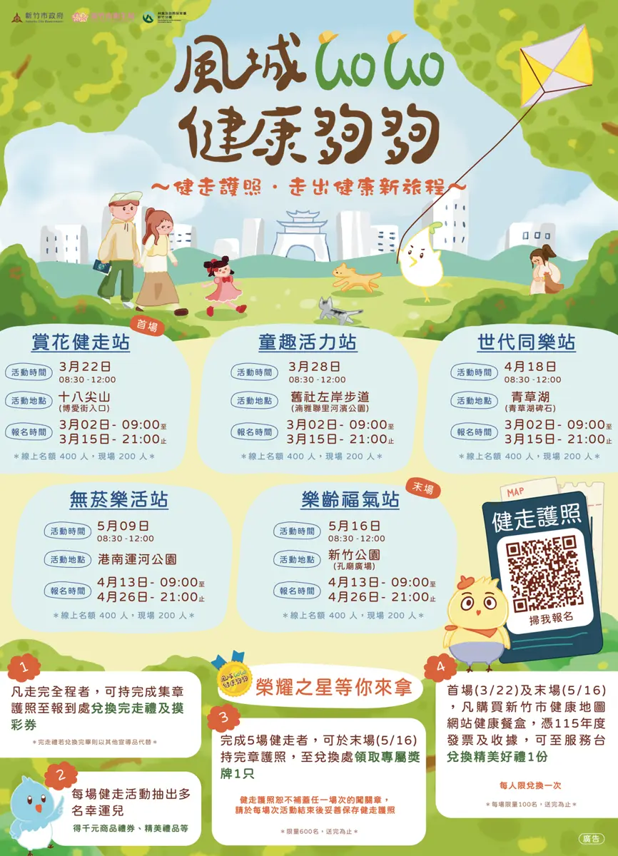 新竹健走護照開跑!5大路線集章換限量獎牌,首場3/22十八尖山賞花出發