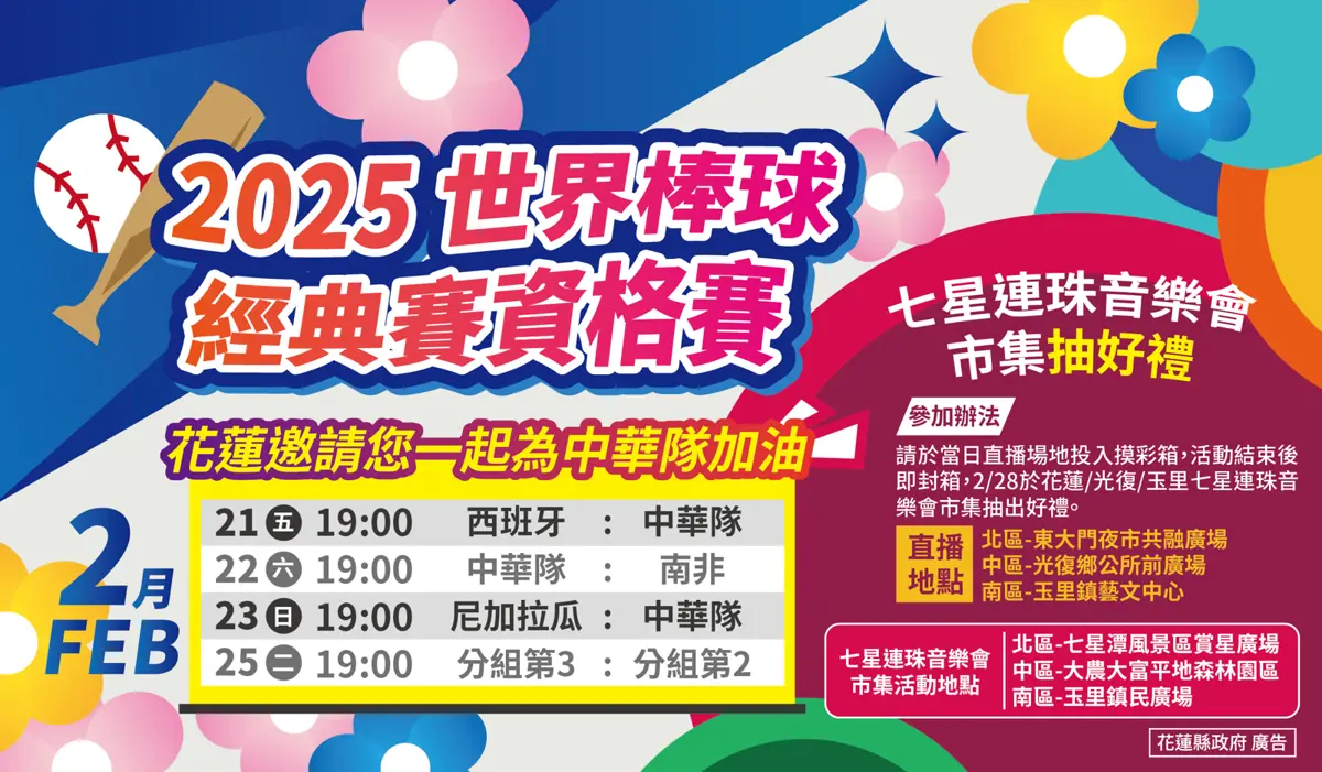 花蓮棒球迷集合!2025世界棒球經典賽資格賽戶外直播登場!