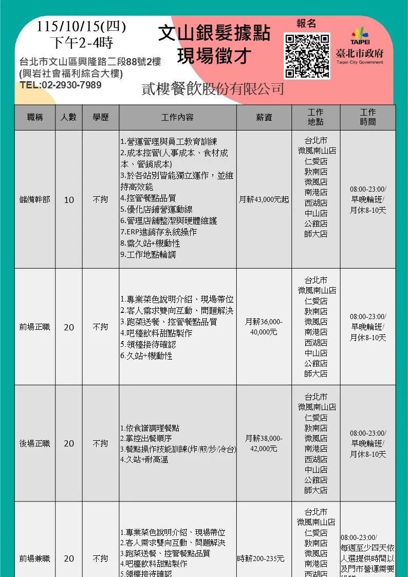 圖片來源:臺北市就業服務處-活動訊息