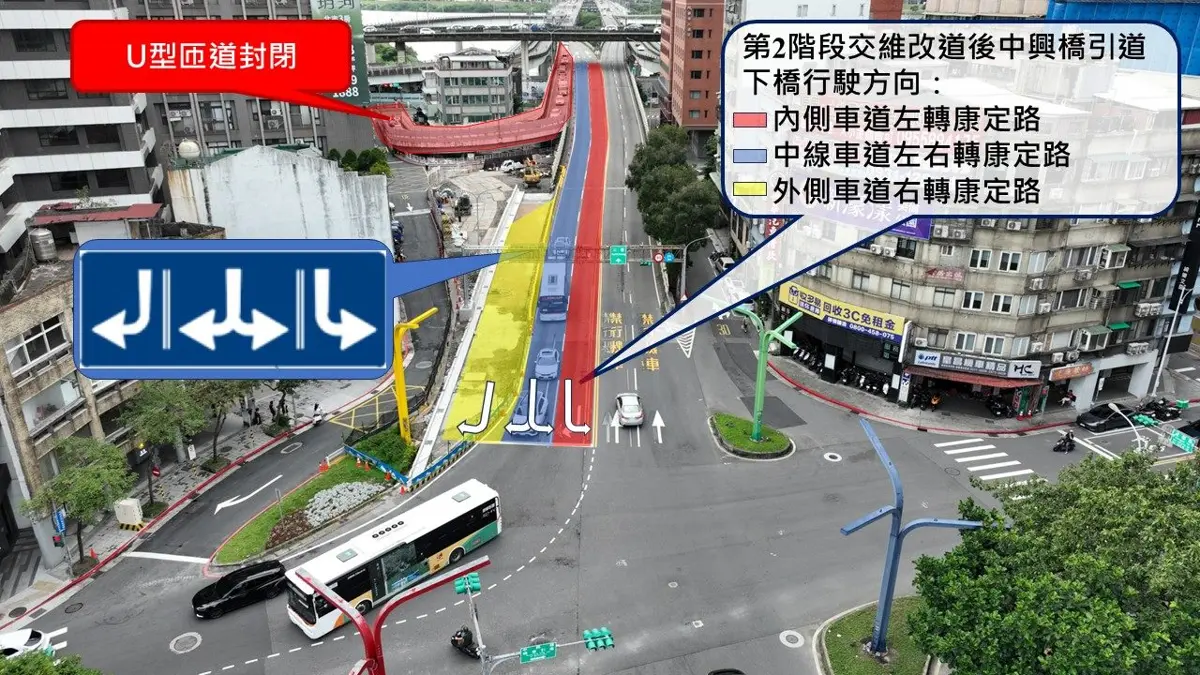 5/22深夜起永久封閉!中興橋往北市U型匝道拆除 最新改道路線、車道配置懶人包