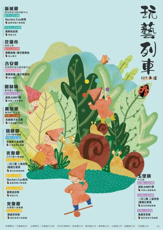 2026花蓮「玩藝列車」免費開跑!從打擊樂到馬戲團,13場巡演嗨翻全縣,場次懶人包快收藏!