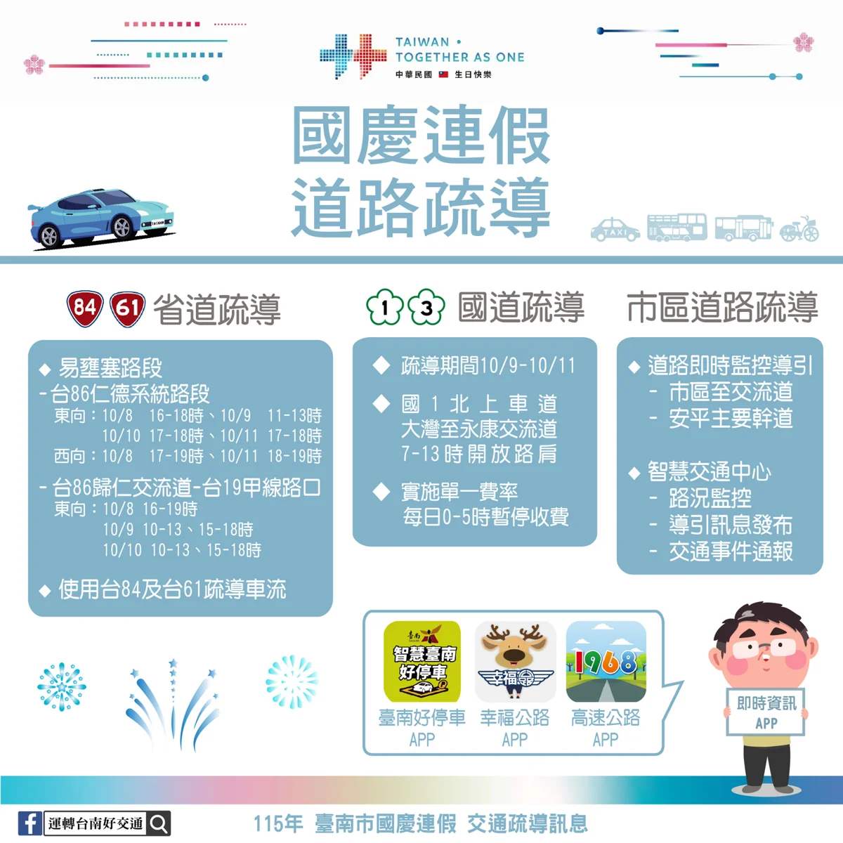 國慶連假遊台南必看!3大活動交管路段、封路資訊懶人包