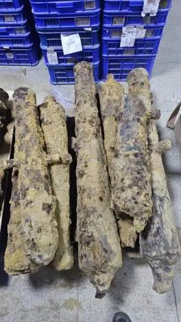 府城地下軍火庫!台南鐵路工程挖出清代逾2000枚砲彈、數十門火砲