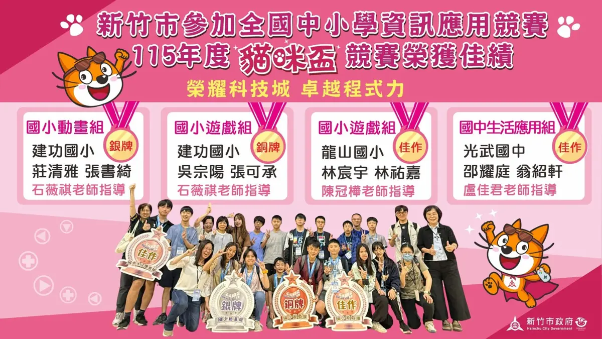 新竹市學子全國程式賽奪牌!高虹安讚譽科技教育成果亮眼
