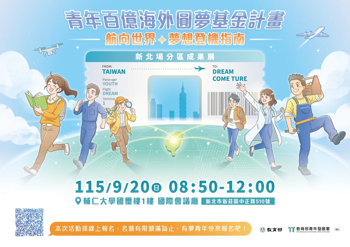 青年圓夢起飛!「航向世界 夢想登機指南」分區成果展新北、雲嘉陸續登場