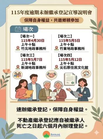 新竹縣18億土地遺產「嘸人領」!4/1起公告3個月 逾期恐遭拍賣