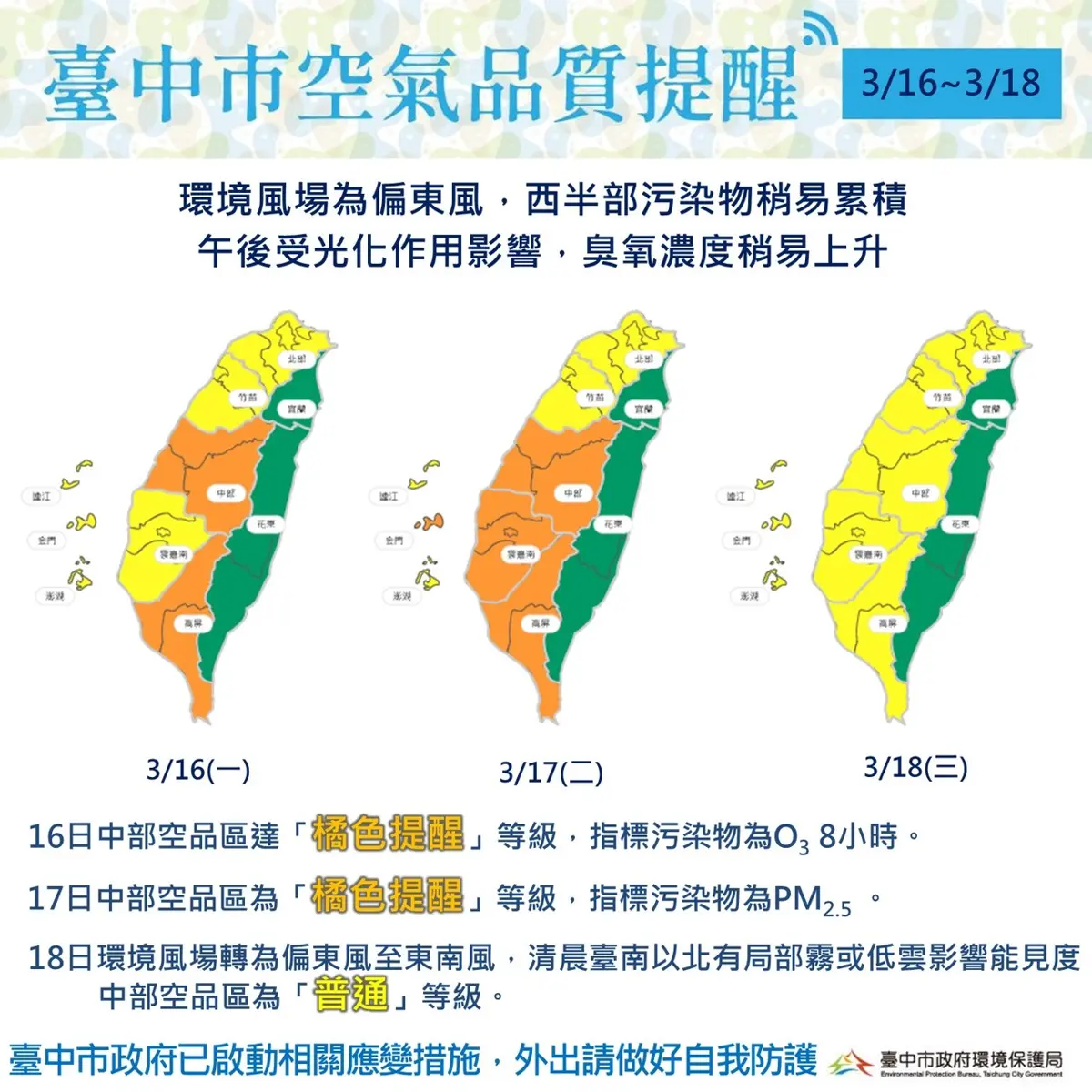 週末空氣品質拉警報!台中明後天空污恐達「橘色提醒」,環保局籲減少戶外活動