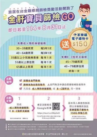金門縣推出金肝寶貝篩檢GO活動