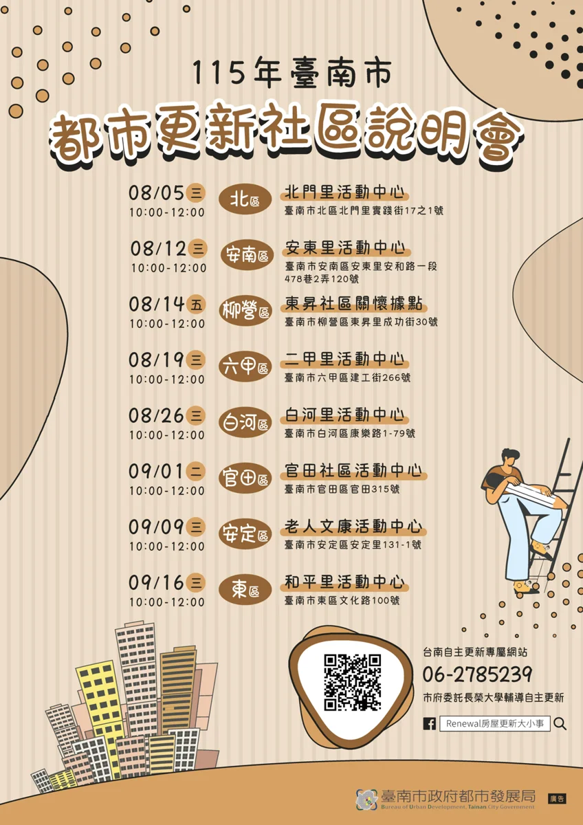 臺南老屋翻新看過來!市府自主更新補助8/1起開跑 專人到府教學大公開