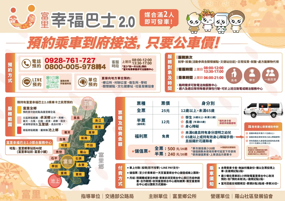 富里幸福巴士超萌變身！「四寶候車椅」新登場，打卡拍照新亮點