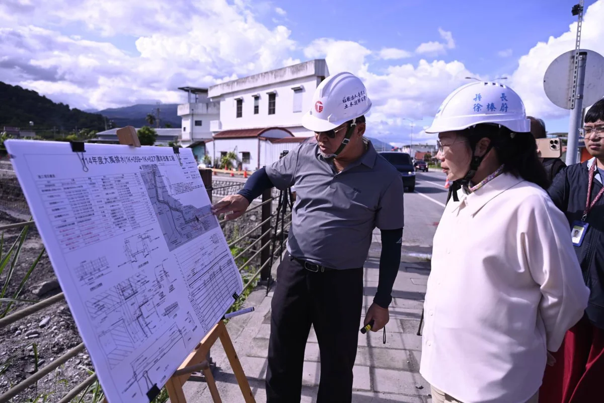 視察玉里大禹排水工程 花蓮縣長徐榛蔚嚴格把關防汛品質