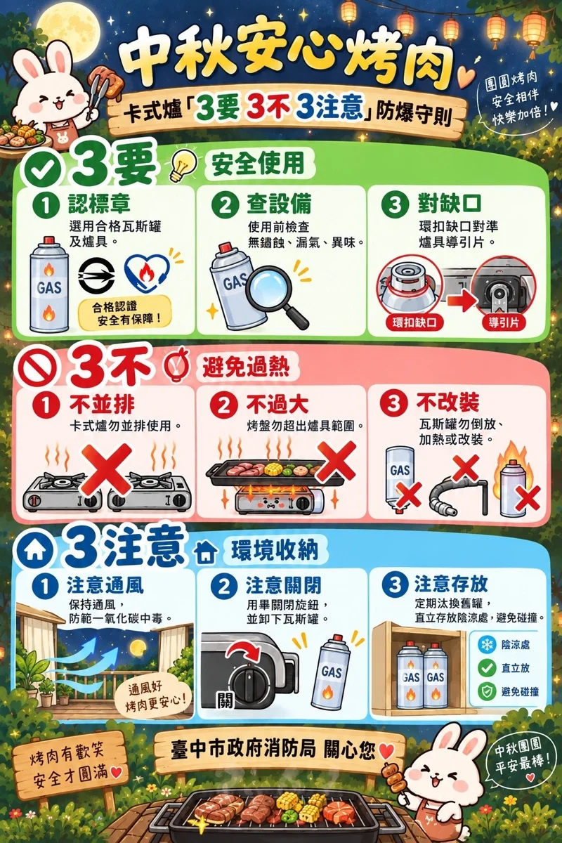 【2026中秋烤肉必看】卡式爐防爆守則大公開!台中市消防局教你避開危險地雷