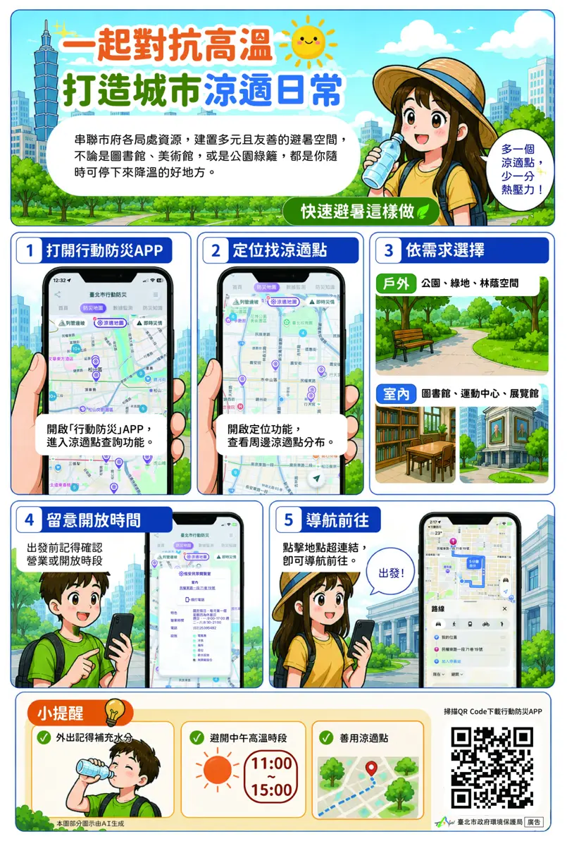 台北高溫破紀錄!市府推「涼適地圖」494個避暑點APP一鍵查