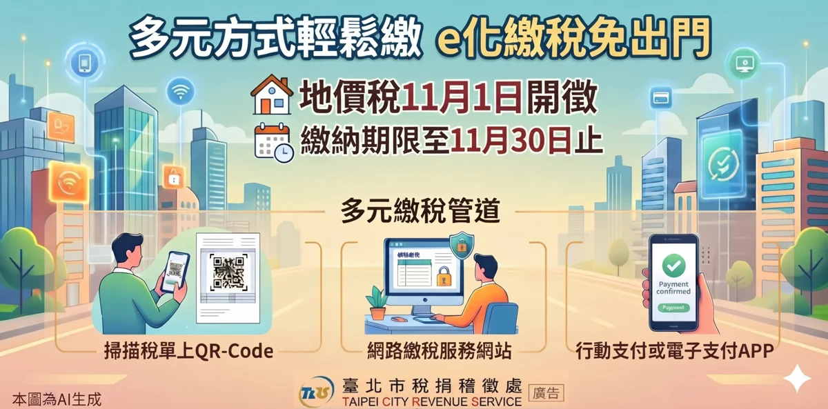 2026地價稅11月1日開徵！北市稅捐處公開4大繳費管道懶人包