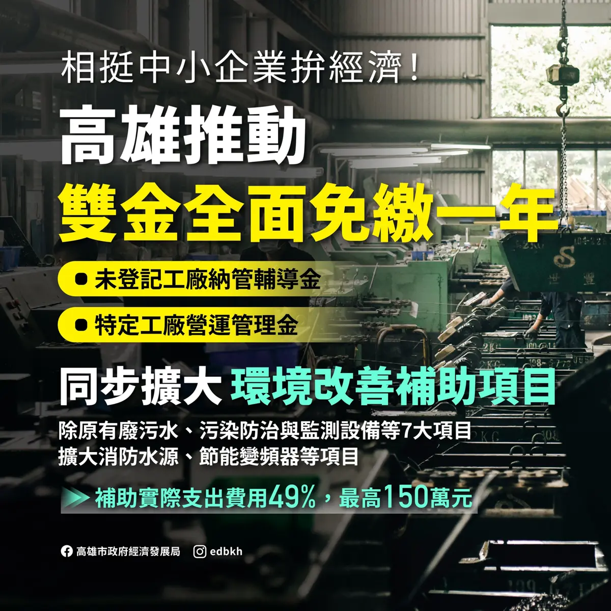 高雄老闆看過來!市府宣布「這兩筆錢」2026年全免,再加碼150萬補助