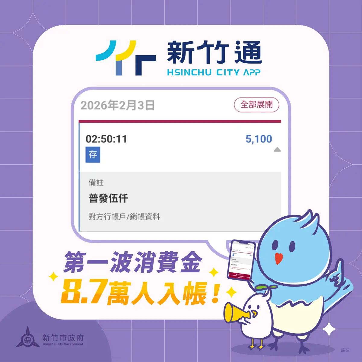 5100元入帳了!新竹通消費金首波發放,高虹安:2/28前登記都有份