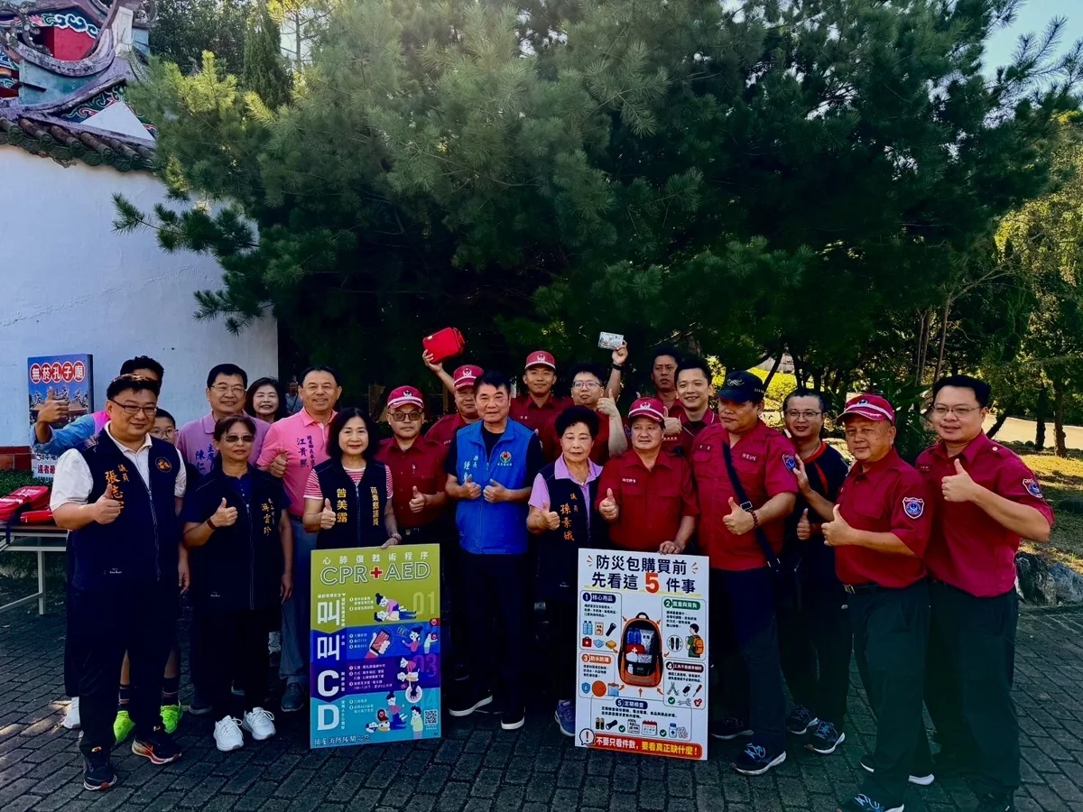 苗栗頭屋孔廟變身防災教室!縣長鍾東錦親自示範CPR 呼籲鄉親學急救