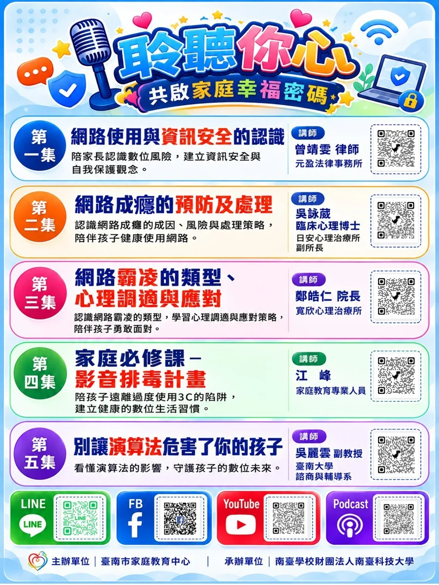 孩子3C成癮怎麼辦?台南家庭教育中心推「5大數位教養節目」助家長解惑