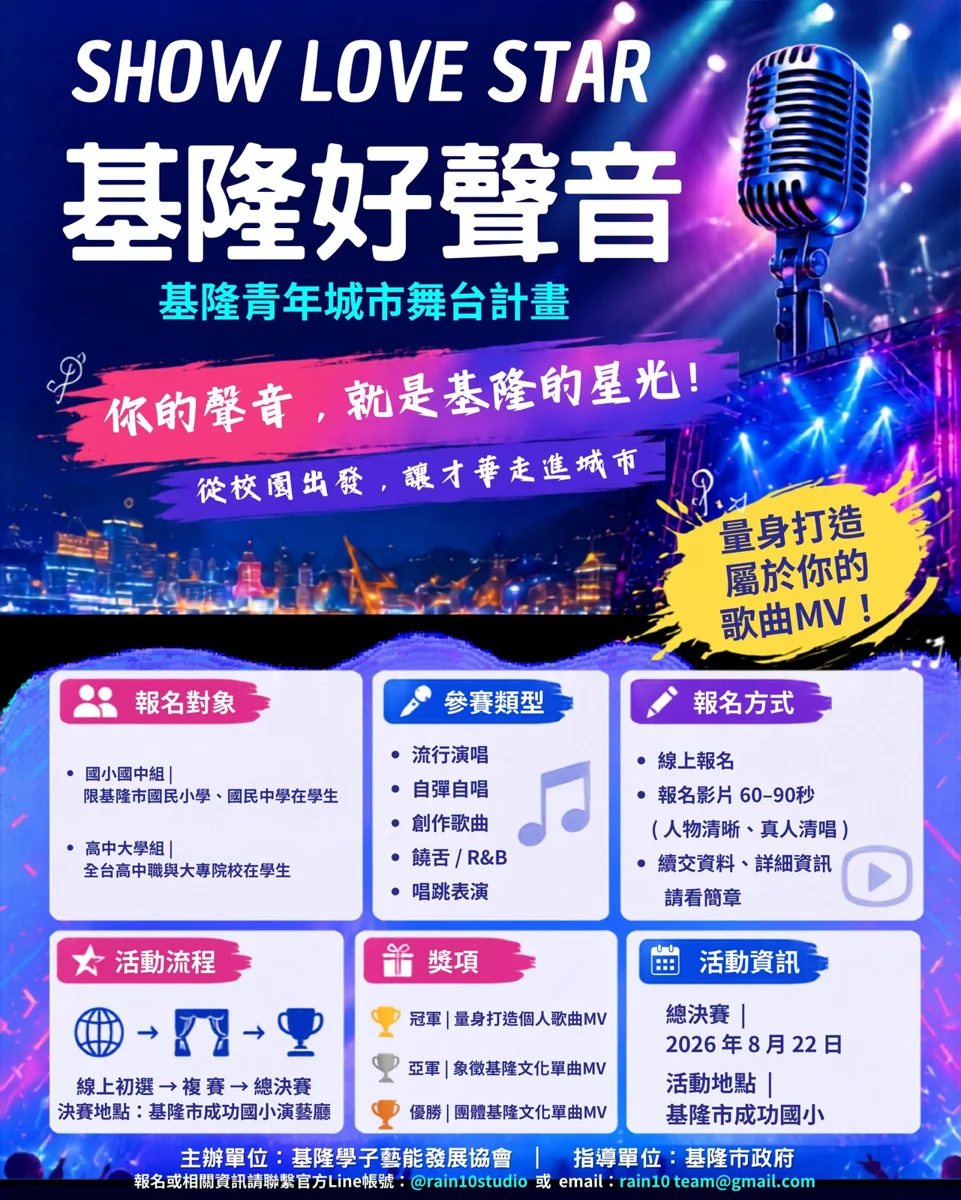 基隆好聲音尋找下一個明日之星!「Show Love Star」歌唱大賽報名開跑