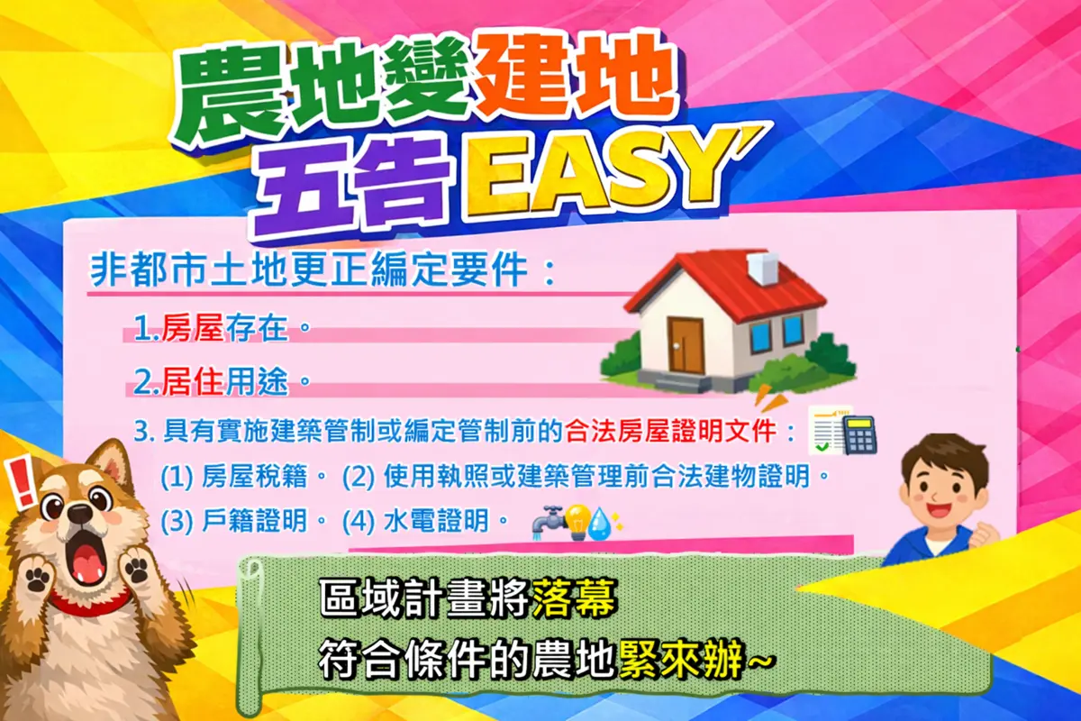 國土計畫上路前必看!農地變建地「更正編定」自檢表助你輕鬆申辦